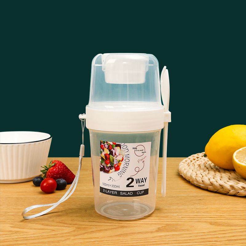 Draag ontbijtbekers, saladebekers, yoghurtgranen, havermout snacks, parfaitcontainers en saladedressinghouders met vorken!: YELLOW