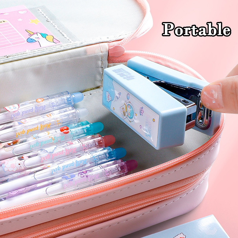 Bear Mini Stapler Set with 400pcs Staples Kawaii Astronaut Paper Binder Stationery Office Binding Tools School Supplies