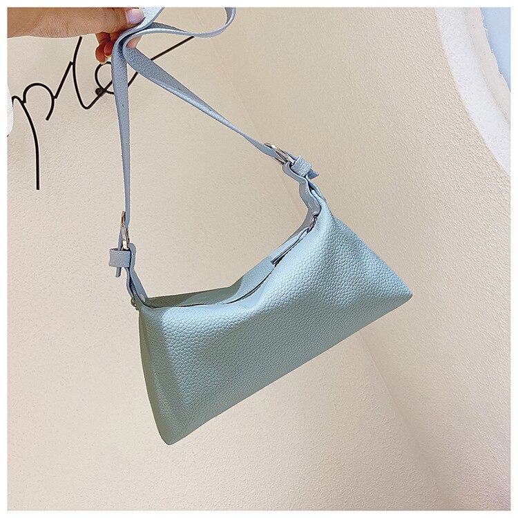 Retro dam axelväska populär trendig enkel designr dam handväska dam solid hobos tygväska med mjukt fodral: Blå