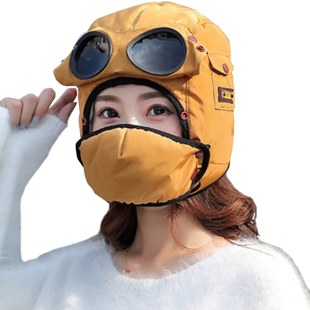 Bomber Hats Winter Warm Russian Hat With Ear Flap Pu Leather Trapper Cap  Earflap (D17)(MA8)