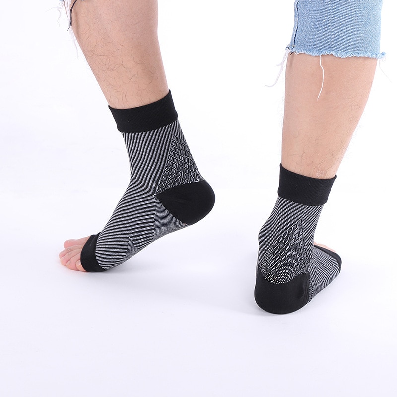 Unisex Compression Ankle Socks Anti Fatigue Pressure Circulation Open Toes Breathable Plus Size Underwear Socks Men