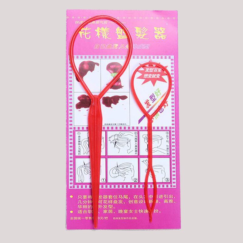 2 pièces/ensemble cheveux tresse fabricant queue de cheval créateur plastique boucle outil de coiffure rapide facile magique chignon princesse coiffure outil de coiffure: 03