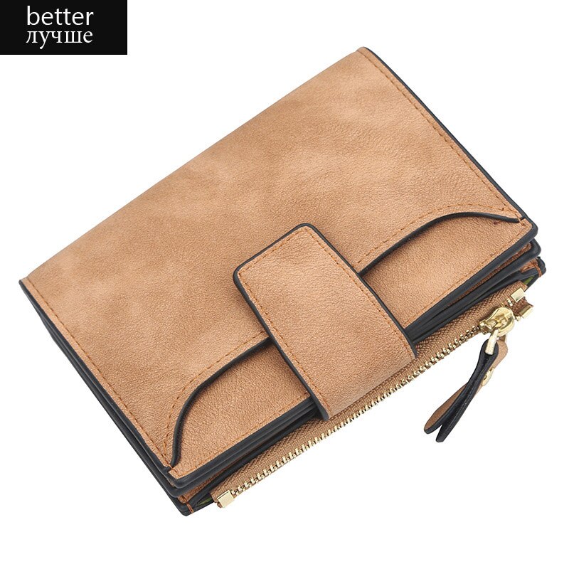 Women Wallet Hasp Small and Slim Coin Pocket Leather Purse Women Wallets Cards Holders Luxury Brand Wallets Purse: brown better