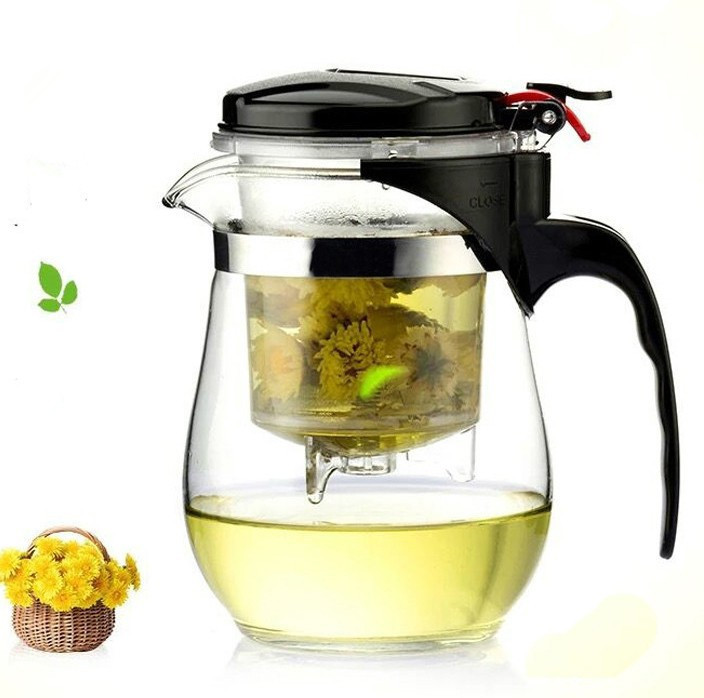 Heat Resistant Glass Teapot Chinese Set Puer Kettle Coffee Maker Convenient Office Pot With filter: Light Grey