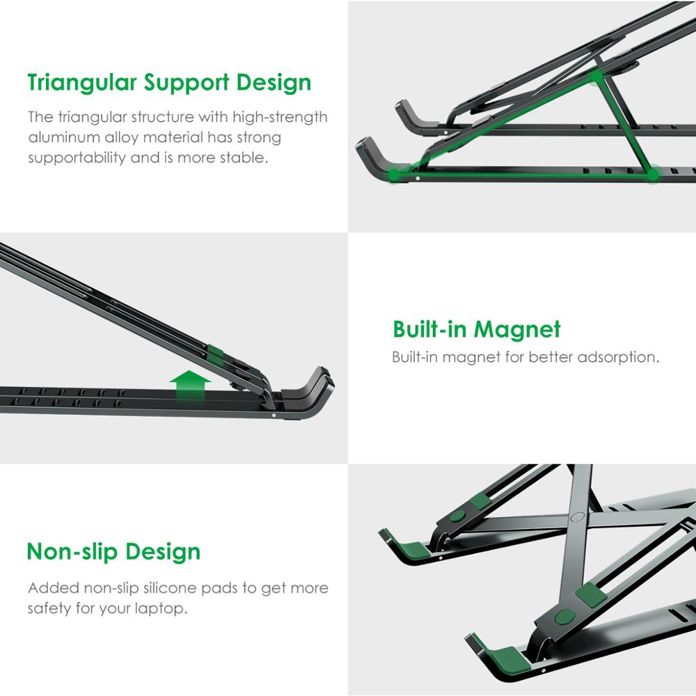 LINGCHEN, soporte para portátil para MacBook Pro Air Notebook, soporte plegable de aleación de aluminio para portátil, soporte para portátil, soporte para Notebook