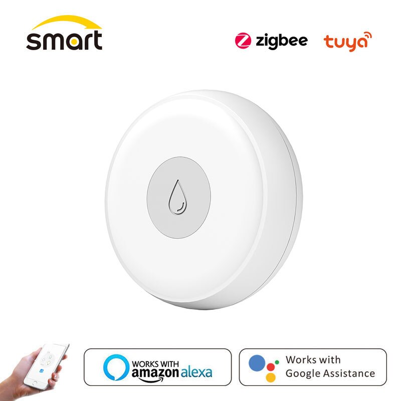ZigBee Smart Flood Sensor Water Leakage Detector Flood Overflow Alert Security Alarm System Tuya/Smart Life App Remote Control