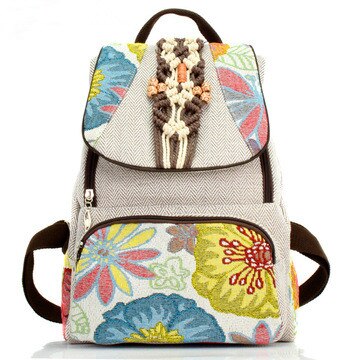 String Applicaties Vrouwen Reiziger Backrack! Leuk Bohemian Bloemen Prints Lady Cover Backruck Veelzijdige Vintage Rugzakken: Default Title