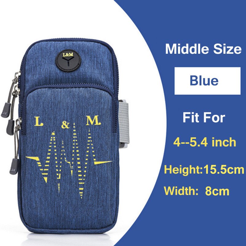 Outdoor Sport Phone Bag For Doogee V20 X95 S95 Pro S86 S68 S58 P30 N30 N20 N100 HomTom R17 H80 Arm Band Run Case Zipper Pouch: M(15.5 x 8cm) Blue
