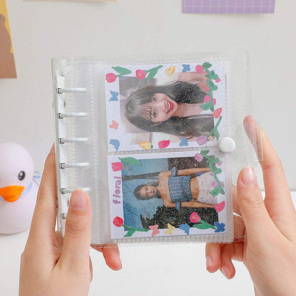 Square Loose Leaf Diary Notebook Photo Album 3 5 inch Photocard Holder DIY PVC Binder Goo Card Storage Book Korean Stationery