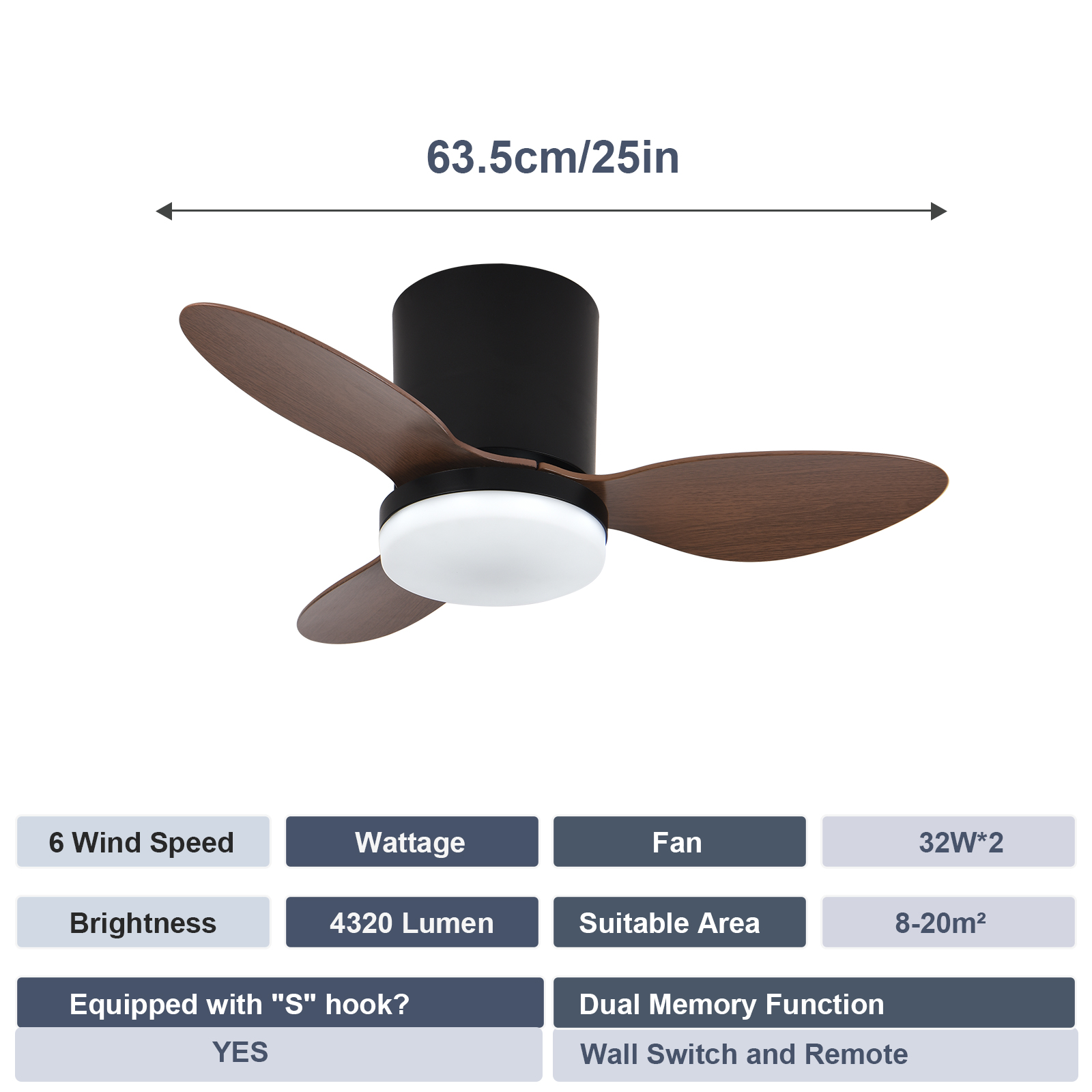 Luz LED moderna para ventilador de techo, decoración de habitación, luz decorativa de suelo bajo, luz de ahorro de energía con ventilador en dormitorio y hogar: Castaño