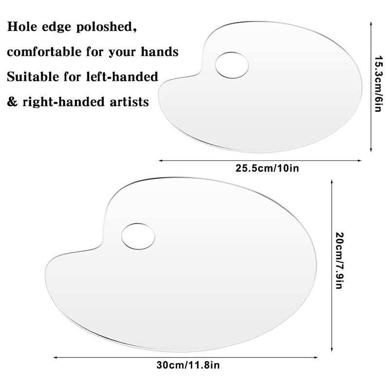 2 sztuk przezroczysty akrylowy paleta farb 10x6 i 11.8x7.8 Cal malarstwo artystyczne taca paleta robić sztuka DIY malarstwo ręczne