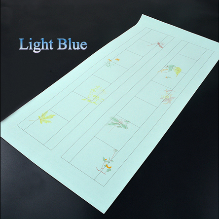 34*69cm Retro Batik Chinese calligraphy Rice Paper Roll Painting Xuan Paper Painting Supply: Light Blue