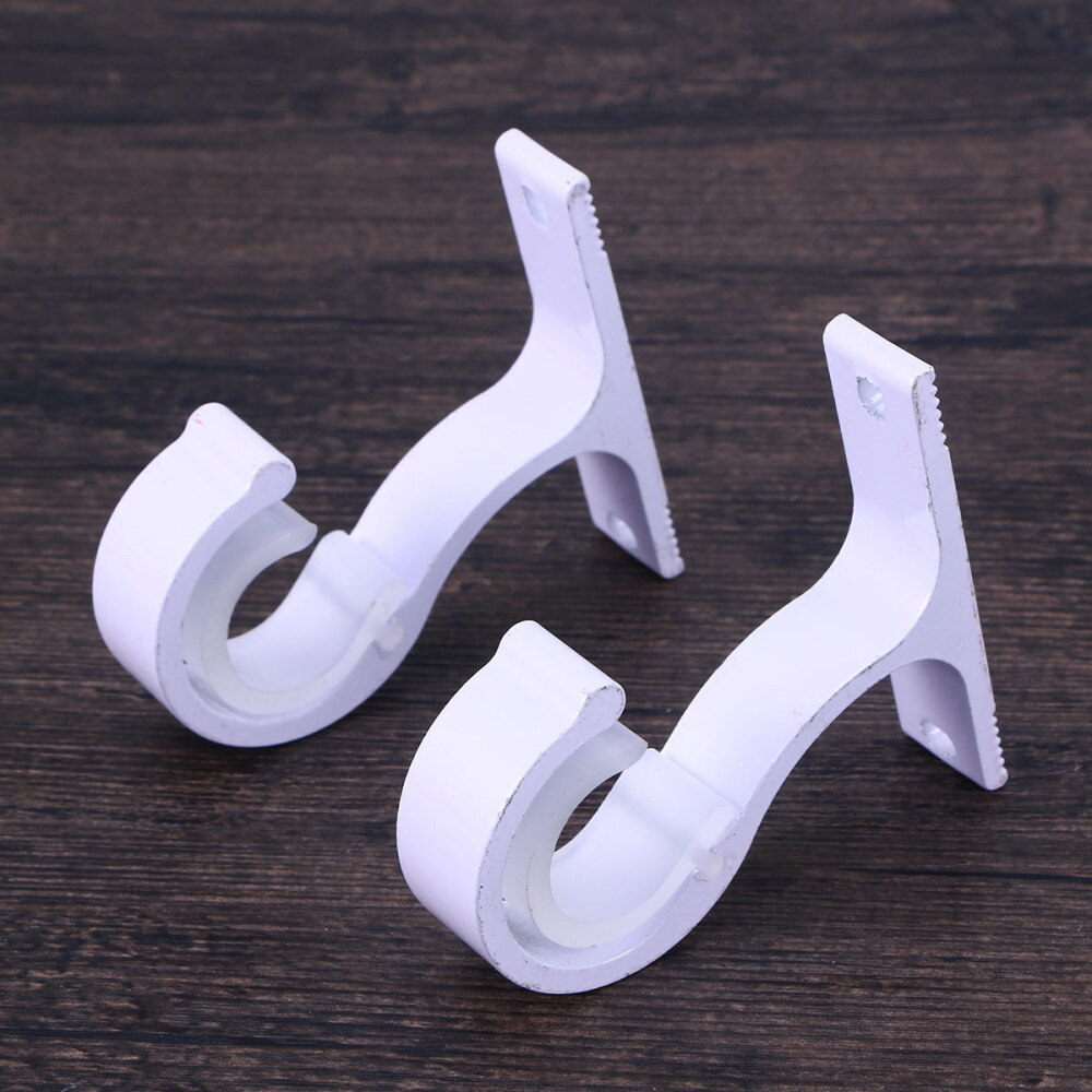 2PCS Curtain Rail Bracket Aluminum Alloy Rustproof Durable Double Curtain Rod Bracket for Home: White