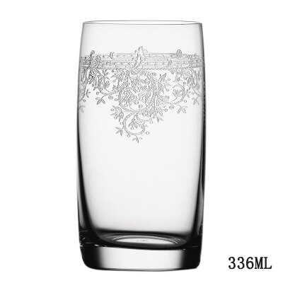 Snidade blommor kristallglas kopp tumlare glas whisky te juice glas vin koppar bar hotell fest bröllop drinkware: 336ml