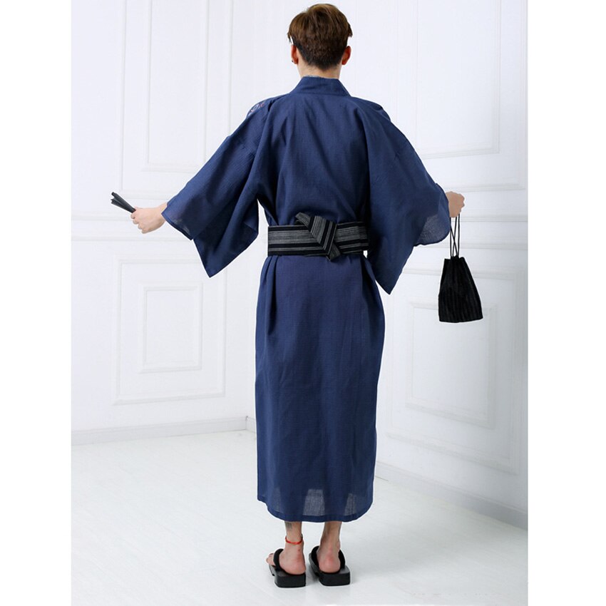 Kimono Yukata de otoño e invierno para Hombre Trajes de estilo japonés Samurai, traje de baño bordado Jinbei, ropa de dormir