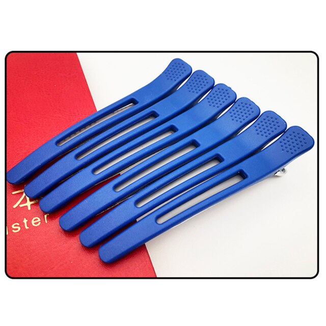 Pinces à cheveux noires pour Salon de coiffure, 6 pièces, en bouche de canard, plates, accessoires pour couper les cheveux, Diy, maison: Blue