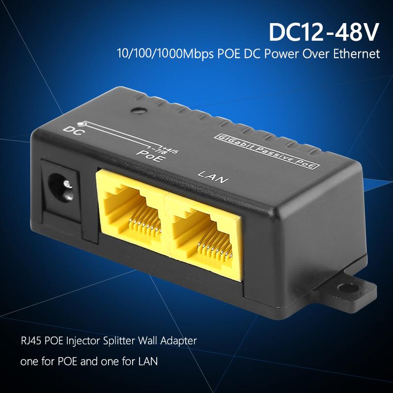 Ethernet RJ45 POE Injector Splitter 1000Mbps POE Injector Power Over Ethernet Splitter for IP Camera AP LAN Network