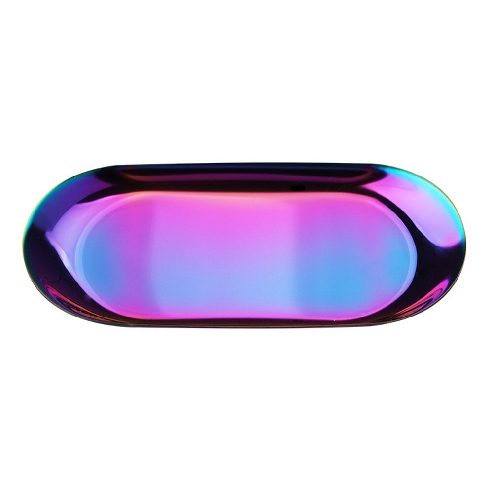 Stainless Steel Gold Storage Tray Fruit Snacks Jewelry Display Plate Kitchen Organizer Tools Metal Dessert Plate Home Storage: colorful-L