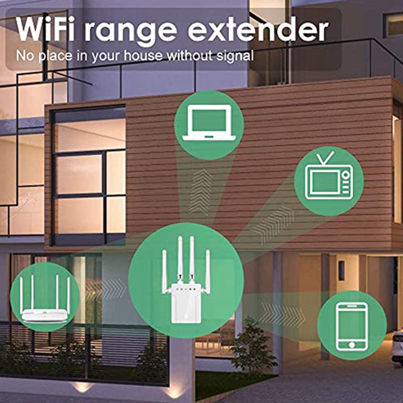 Wireless Extender WIFI Signal Amplifier 1200Mbps 5Ghz 2.4Ghz Dual-Band Extender Wireless AP Repeater,EU Plug