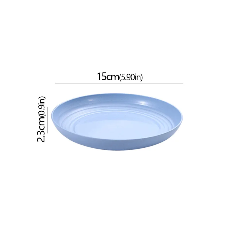 Wheat Straw Solid Color Round Plates Salad Dessert Dinner Reusable Microwave Safe Anti Fall And Shatter Plates Fruit Plate: Silver