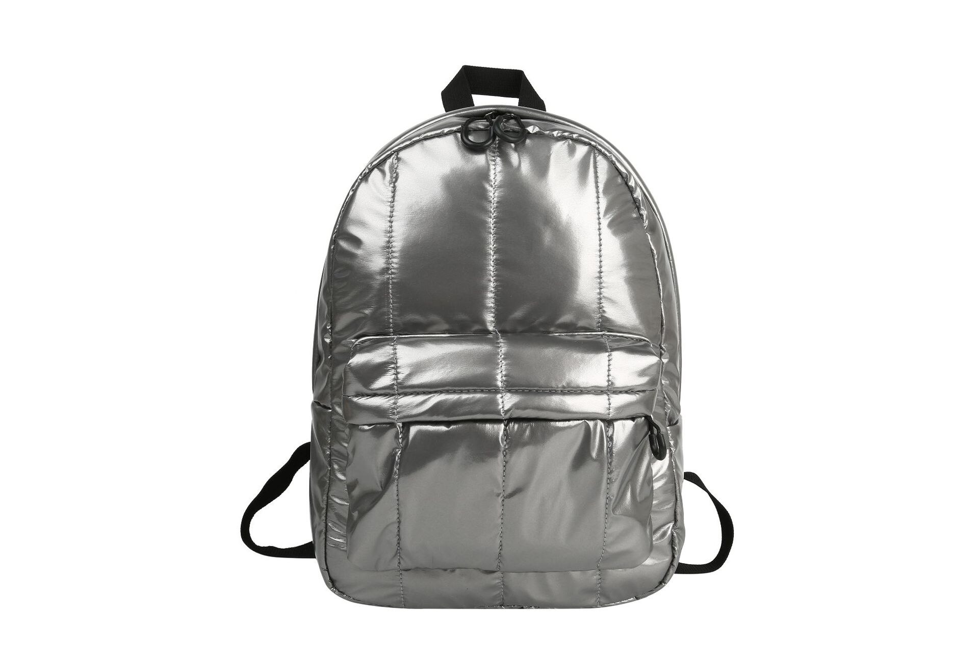 Afslappet unisex space down blank rygsæk vandtæt soild farve taske til kvinder mænd: Sølv