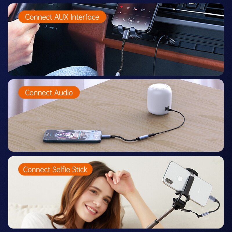 Kuulaa lightning  to 3.5mm jack hovedtelefonadapter aux kabel til iphone 13 12 11 pro max xs xr  x 8 plus ipad stik dispenser