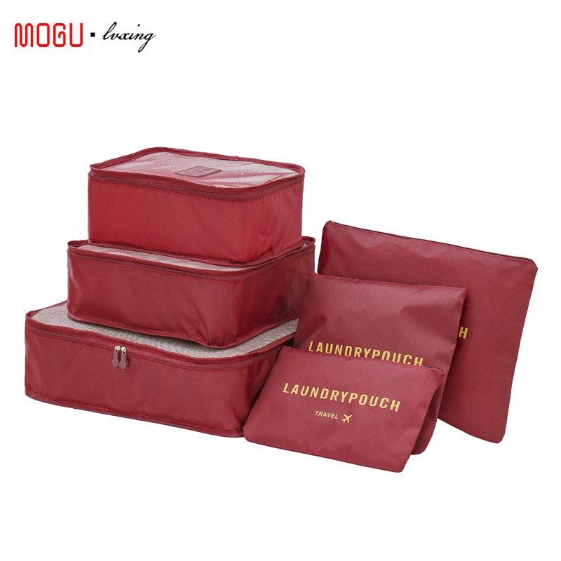 MOGULVXING 6 stks/set Reistas Voor Kleding Functionele Reizen Accessoires Bagage Organizer Hoge Capaciteit Mesh Verpakking Cubes