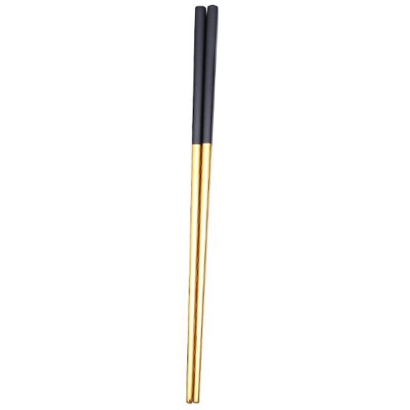 5 Pairs Chopsticks Stainless Steel Chinese Gold Set Black Metal Chop Sticks Set Used for Sushi Dinnerware