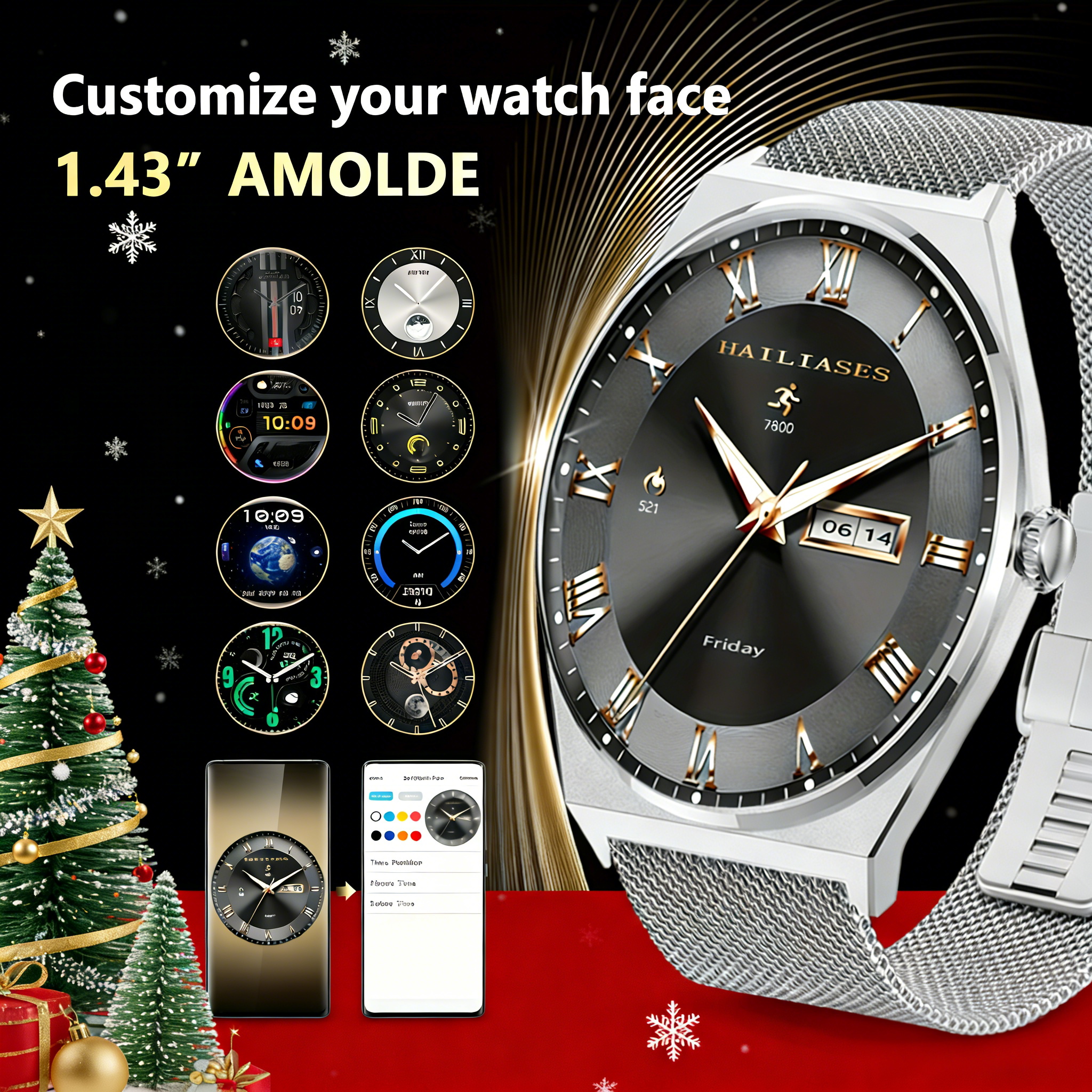 2026 Ultra Sottile Astuto Della Vigilanza Degli Uomini AMOLED 466*466 HD Pixel Display Always Show Time Bluetooth Chiamata di Promemoria Smartwatch Impermeabile