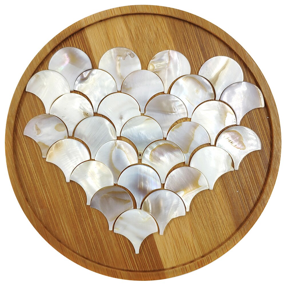 Azulejo de mosaico de nácar para manualidades, baldosa con forma de abanico, cuadrado, redondo, hexagonal, Color blanco puro, 25 piezas, decoración DIY