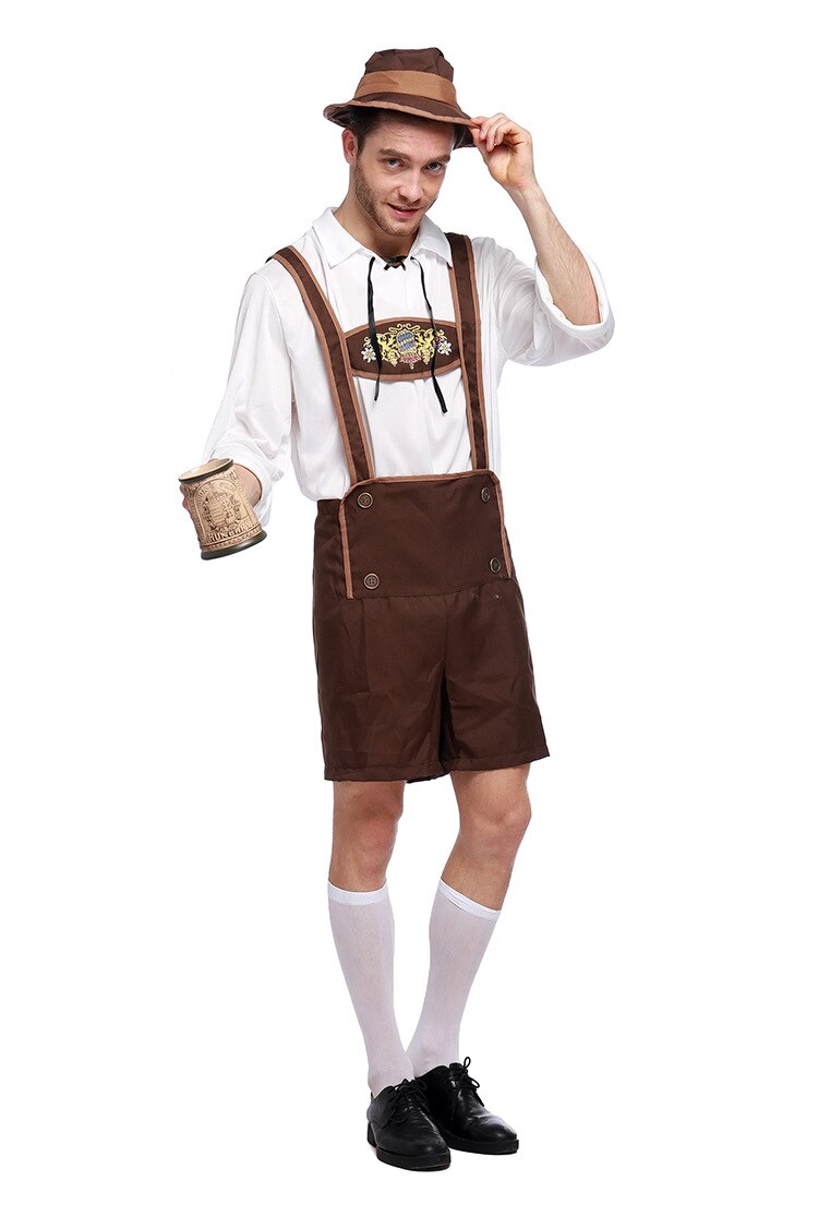 Echoine Men Oktoberfest Costumes Lederhosen Bavarian Guy German Traditional Beer Male Halloween Cosplay Festival Costume