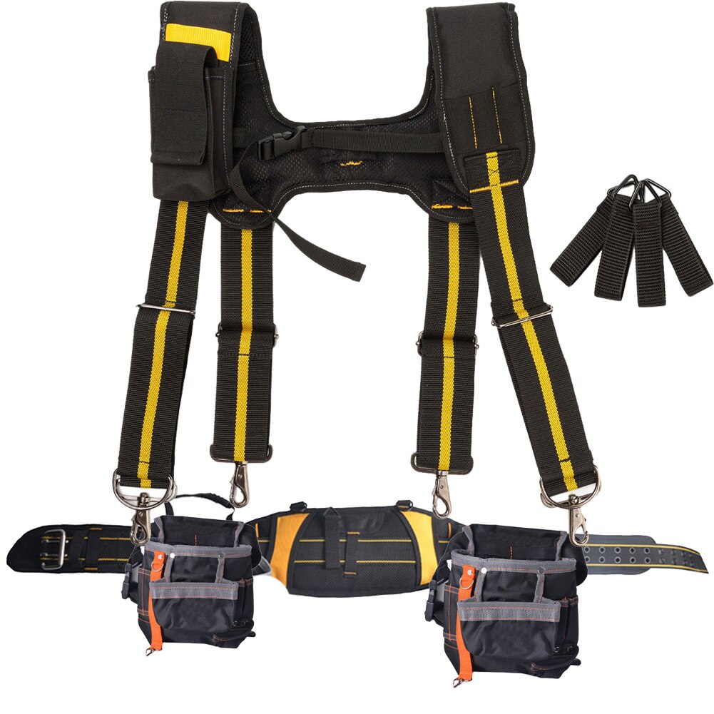 Bretelles de ceinture à outils pour charpentier et électricien, sac de soutien lombaire réglable, tablier combiné, ceinture à outils de style joug: YELLOW