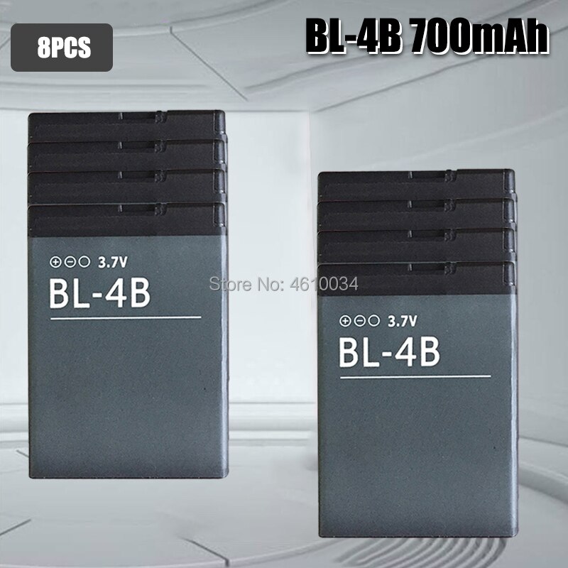 Batería de BL-4B Original para NOKIA, 2505, 3606, 3608, 2670, 2660, 2630, 5000, 6111, 7070, 7088, 7370 mAh: 8pcs