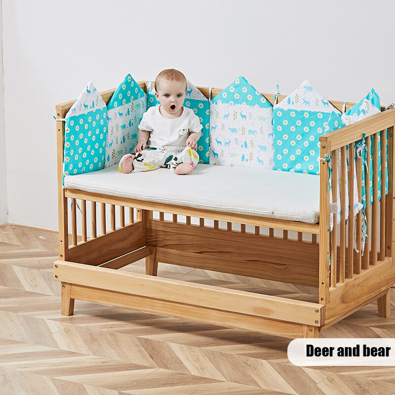 2 PC Baby Bed Bumper Infant Pillow Soft Cotton For Newborn Breathable Bedding Set Crib Set Cotton Baby Room Decoration Protector: deer and bear