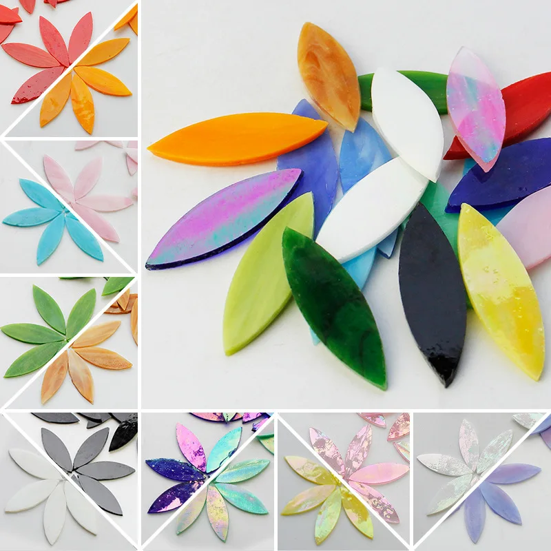 Farbe Blattförmige Mosaikfliesen Buntglasmosaik DIY handgemachte Untersetzer Mosaik Puzzle Herstellung Kunst Wanddekoration Lieferungen