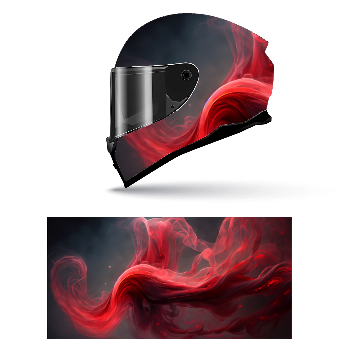 Abstract Red Smoke Full Helmet Wrap Sticker Motorcycle Helmet Racing Graphic Decal Vinyl Wrap Helmet Decorative Sticker