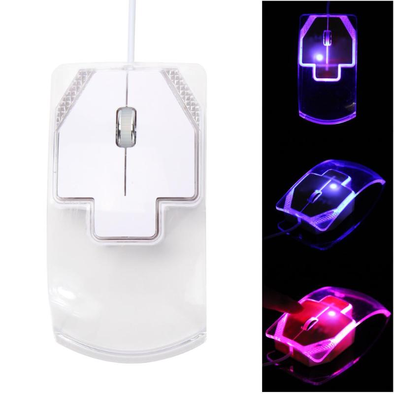 Transparent Led Optical Wired Mouse Beautiful Blue Light USB Mouse Mice For Computer PC Laptop Desktop