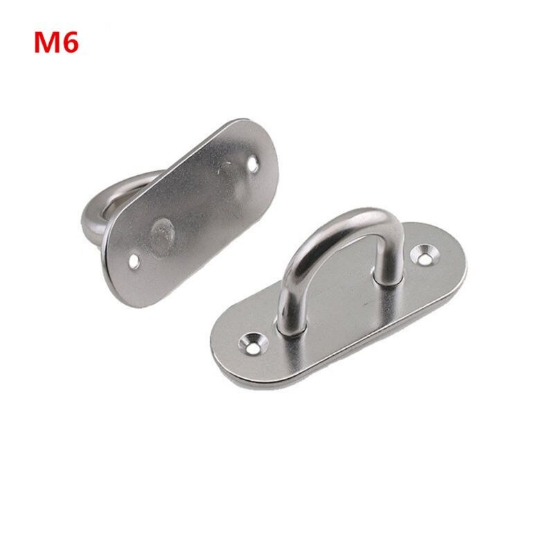 2pcs 304 Stainless Steel Oval Pad Eye Plate Marine Hardware U-shaped Hook Loop: M6