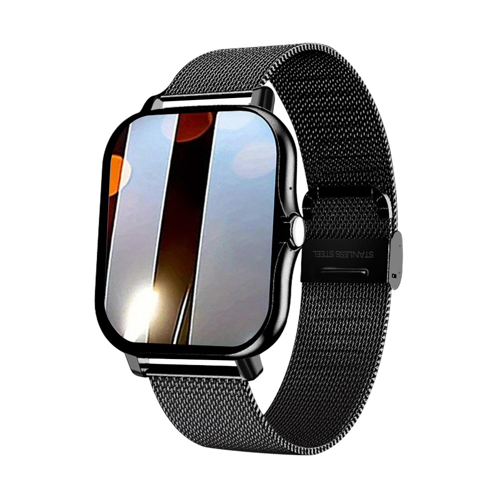 Smart watch for android phone.1.44 inch color screen full touch bluetooth call smart watch magnetic charging: black