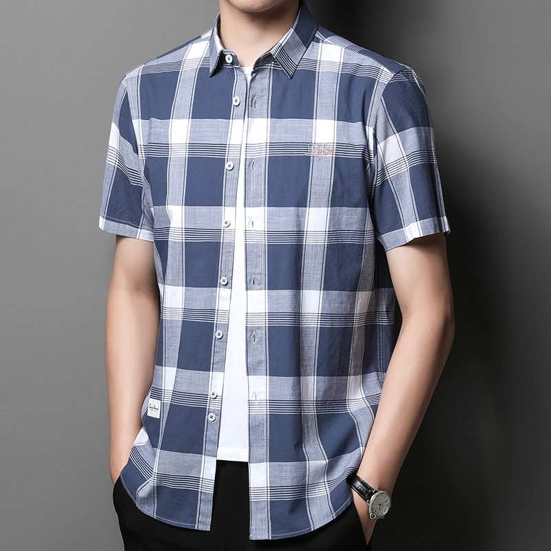 Cotton Men's Thin Short Sleeve Shirts 2022 Summer Arrivals Men's Smart Casual Classic Plaid Button Up Shirt