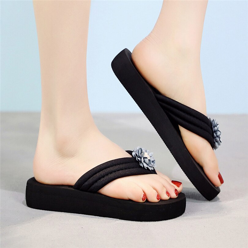 Dam sommartofflor dam konstgjorda blommor flip flops halkfria gummikilar tofflor strandskor pantuflas mujer  a40