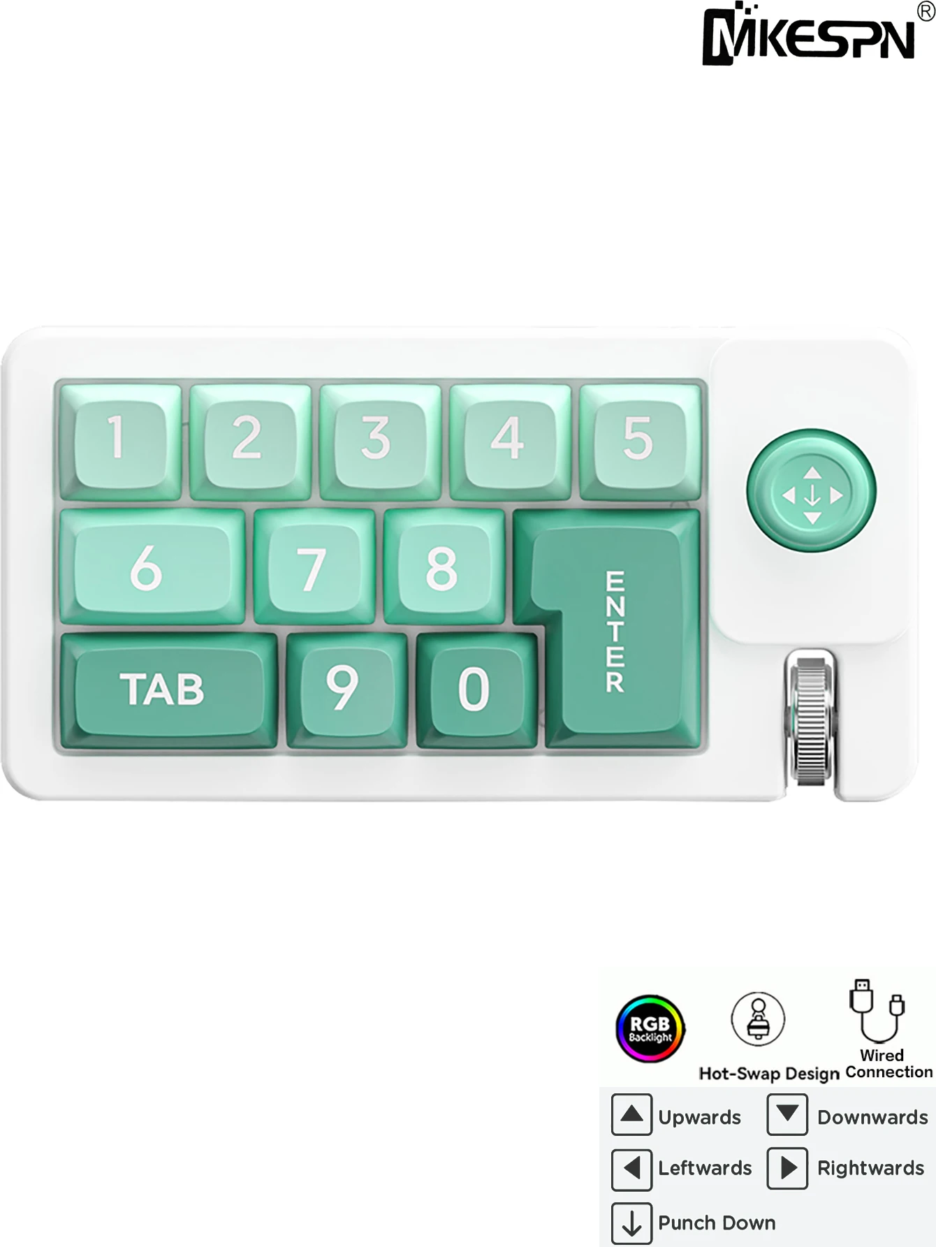 Bekabelde draagbare joystick Mechanisch numeriek toetsenbord Volledig -swappable toetsen Scrollwiel Macro-gedefinieerd programmeerbaar gametoetsenbord
