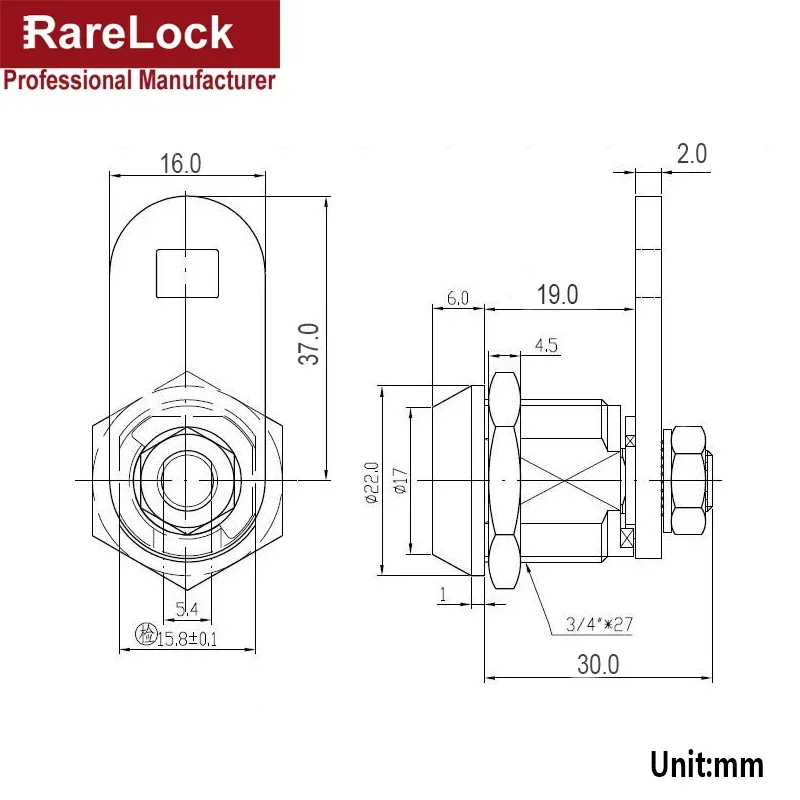 Tubular Cabinet Cam Lock 19mm for Drawer Mailbox Tool Box Game Vending DIY Furniture Hardware Rarelock MA015 G