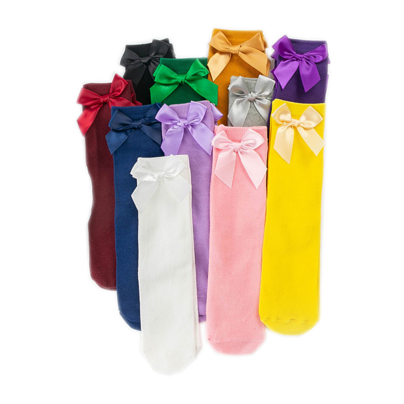 Scaldamuscoli per bambini colore puro bowknot calza per bambini indossare prima e dopo l&#39;arco calze diritte heelless ragazza Legwarm