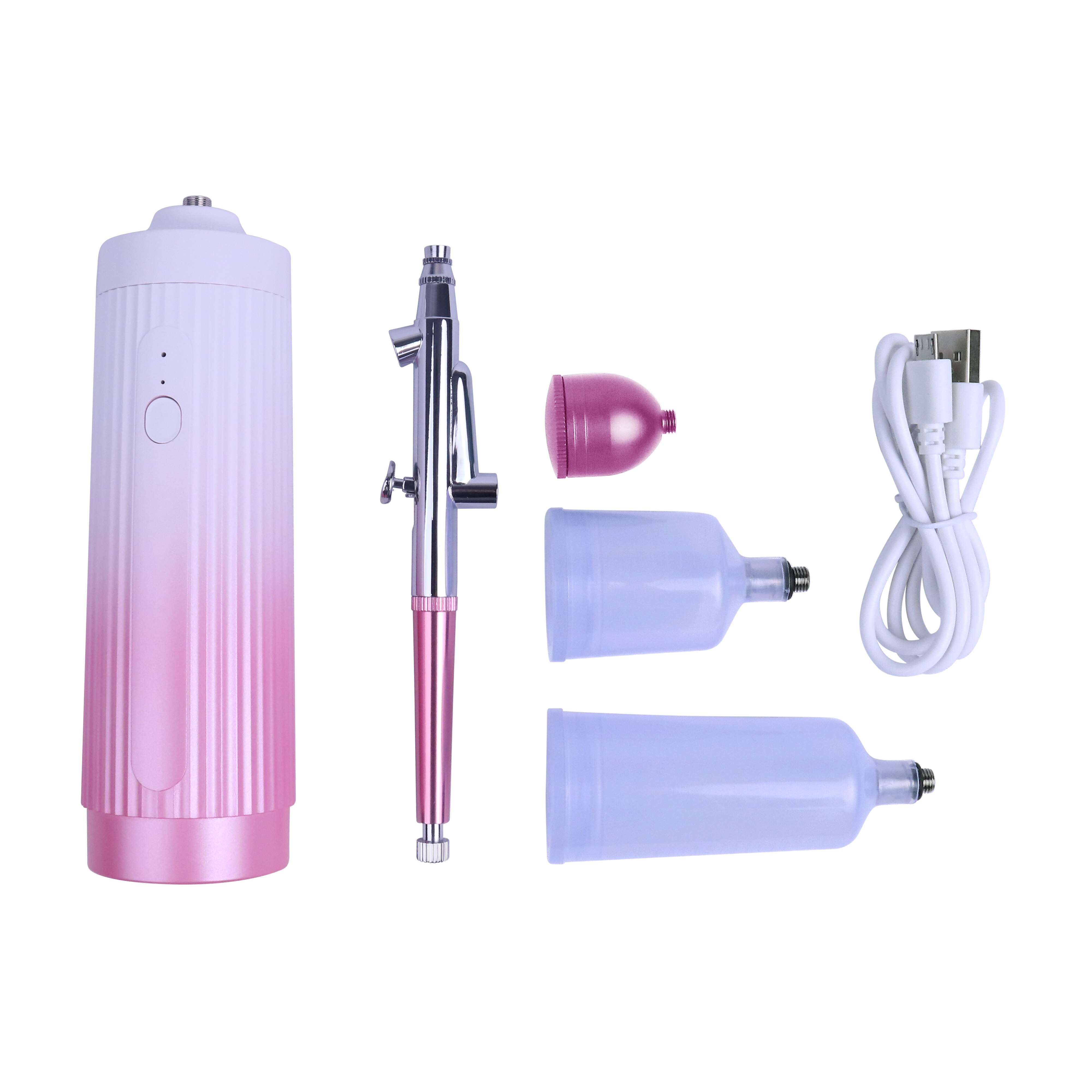 Facial Steaming Airbrush Water Oxygen Injector Machine Compressor Nano Fog Mist Sprayer Makeup Infusion Apparatus Nail Art Spray: Pink