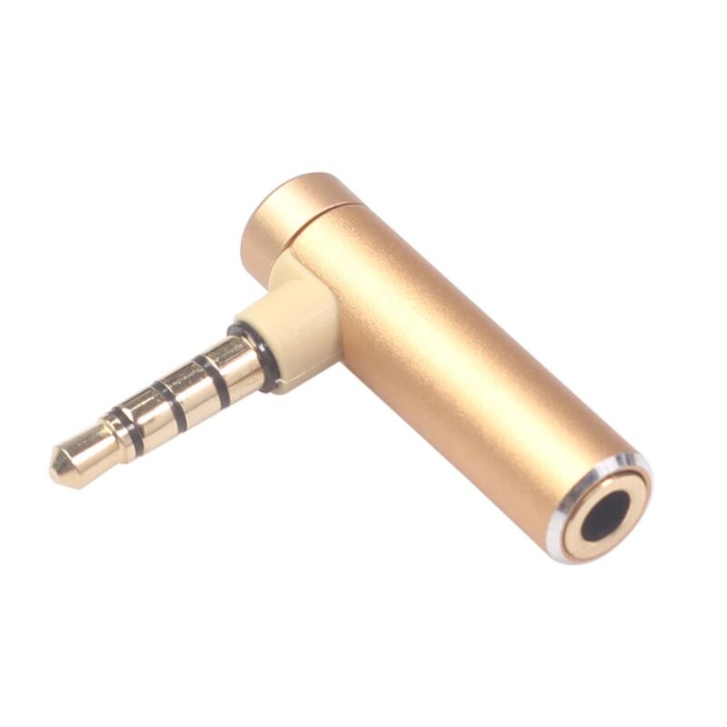 Adaptador macho a hembra de 3,5mm, convertidor de ángulo recto de 90 grados, conexión de codo en forma de L, Cable de auriculares: Gold