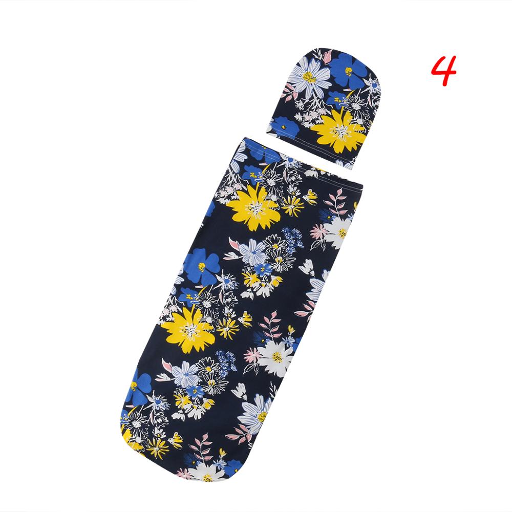 Baby Sleeping Bag Soft Comfortable Infant Swaddle Muslin Blanket Newborn Baby Wrap Swaddling Blanket Bag+Hat Set: 4