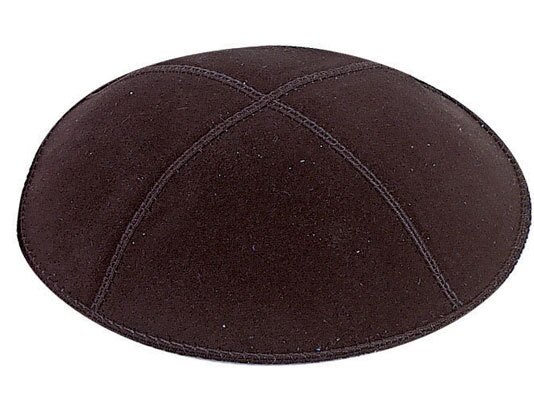 15/16CM SUEDE KIPPAH JEWISH KIPPAH LEATHER YARMULKE KIPPAH: Black