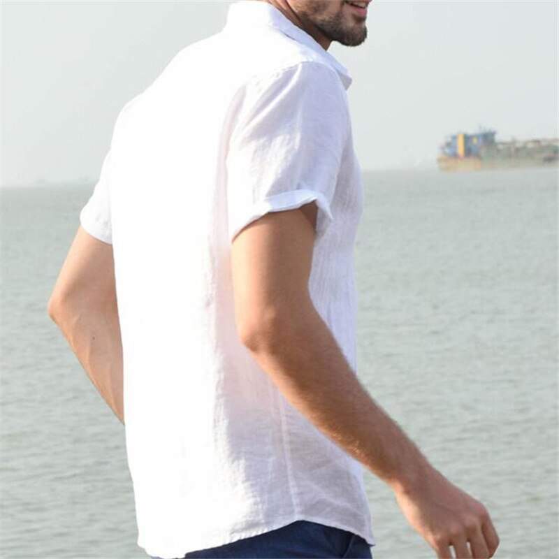 Sommer casual skjorter til mænd kortærmet bomuldsskjorte masculina camisa slim fit herrebluse homme chemise plus size mænd