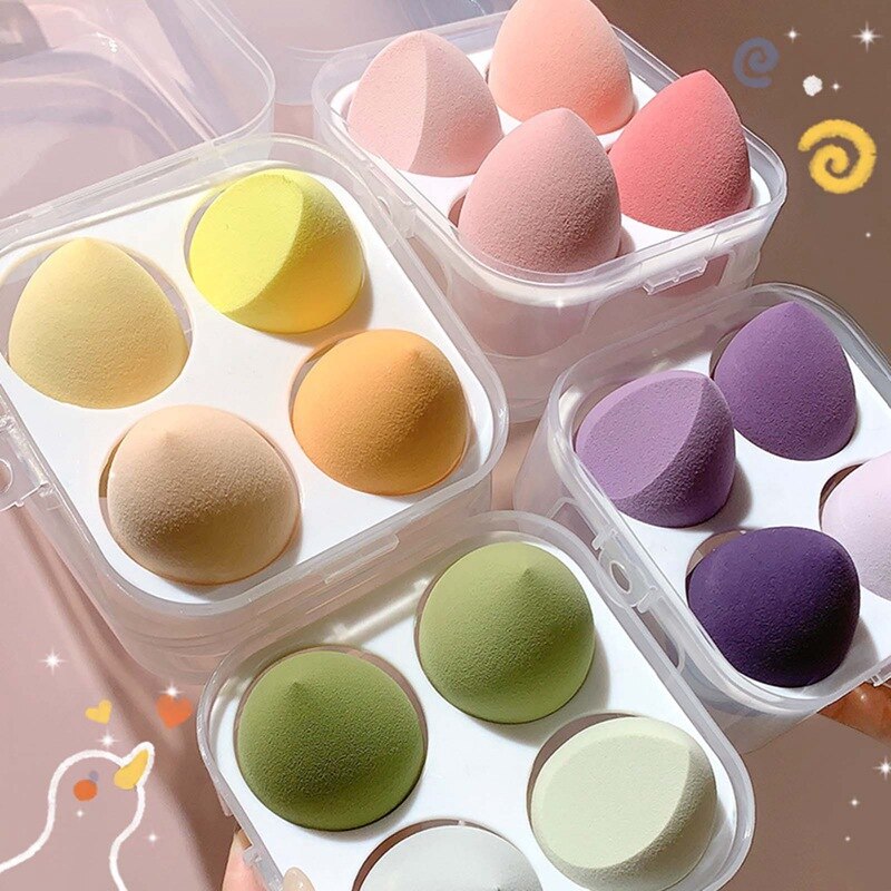 4PCS Makeup Beauty Puff Sponge Set Foundation Powder Blush Blender Makeup Accessories Tools Cosmetic Blending Sponge Beauty Egg